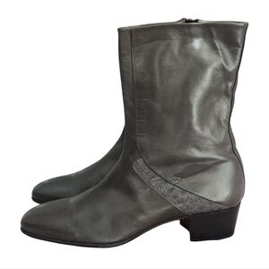 MORESCHI Brassboots Gray Calfskin Italian Leather Luxury Ankle Boots 9